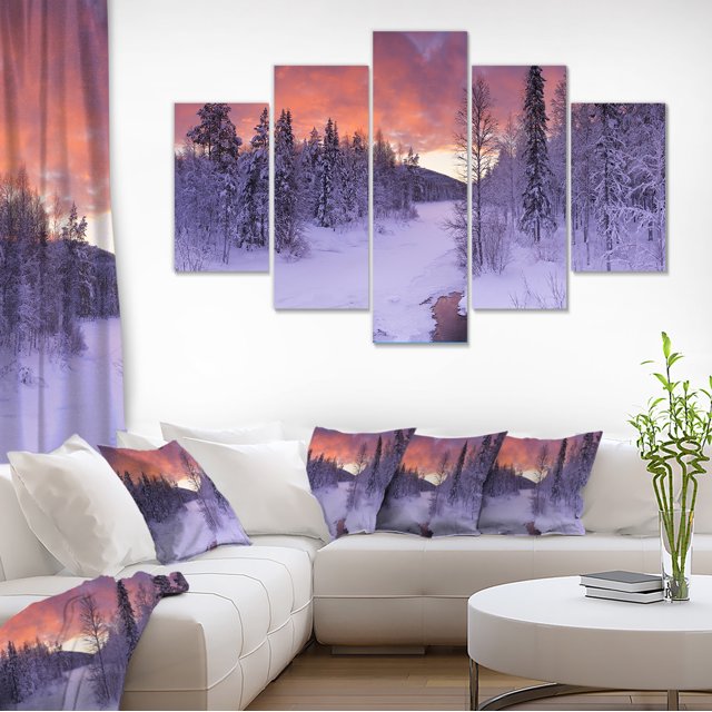 Finnish Lapland Trees in Winter - Landscape Canvas Art Print
