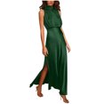 thumbnail image 2 of Lenago Robe Sans Manches Grande Taille pour Femmes Mode Femmes Été Uni Décontracté Col Rond Sans Manches Fente Haute Robe Maxi Robes d'Été de Plage en Liquidation, 2 of 7