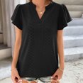 thumbnail image 3 of Birdeem Womens Spring and Summer Gold Lace Stitching V-Neck Solid Color Bottom T-Shirt Hollow Top, 3 of 8