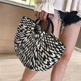 thumbnail image 3 of Beach Holiday Bag Half Round Straw Handbag Black and white, 3 of 6