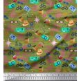 thumbnail image 1 of Soimoi Poly Georgette Fabric Camera,Hat & Briefcase Travel Decor Fabric Printed Yard 42 Inch Wide, 1 of 3