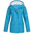 thumbnail image 1 of HTNBO Hooded Solid Color Rain Coats for Women Outdoor Windproof Plus Size Rain Jackets, 1 of 3