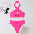 thumbnail image 4 of EGNMCR Bikini Set Women's Split Body Halter High Waist Solid Bikinis Sets, 4 of 4