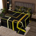 thumbnail image 2 of YST Abstract Geometry Bedspread Queen Size Rectangle Square Quilt Set, Black and Yellow Coverlet Set Modern Minimalist Bedding Set, Aesthetic Bed Cover Kids Teens Room Decor, 2 of 5