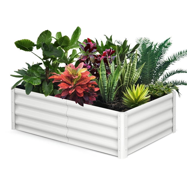 Galvanized Metal Raised Garden Bed – Rectangular Planter for Vegetables, Flowers & Herbs, Weather-Resistant, Indoor/Outdoor