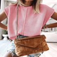thumbnail image 3 of Women Solid Color Sweater Vests Crew Neck Cap Sleeve Loose Pullovers, 3 of 5