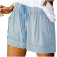 thumbnail image 1 of Womens Comfy Drawstring Splice Casual Elastic Waist Pocketed Loose Shorts Pants, 1 of 4