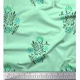 thumbnail image 1 of Soimoi Velvet Fabric Leaves & Floral Block Print Sewing Fabric Yard 58 Inch Wide, 1 of 3