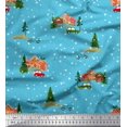thumbnail image 3 of Soimoi Georgette Viscose Fabric House,Tree & Car Transport Print Sewing Fabric Yard 42 Inch Wide, 3 of 3