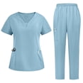 thumbnail image 1 of Ensemble de Sarraus Extensibles pour Femmes avec Pantalon Cagro, Uniforme Médical 2 Pcs, Ceinture de Yoga, Anti-Froissement, 1 of 4
