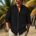 thumbnail image 1 of RXIRUCGD Chemise Blouse pour Homme Mode Décontractée Unie à Boutons, Col Rond, Manches Longues, Col Rabattu, Noir, Taille : M, 1 of 6