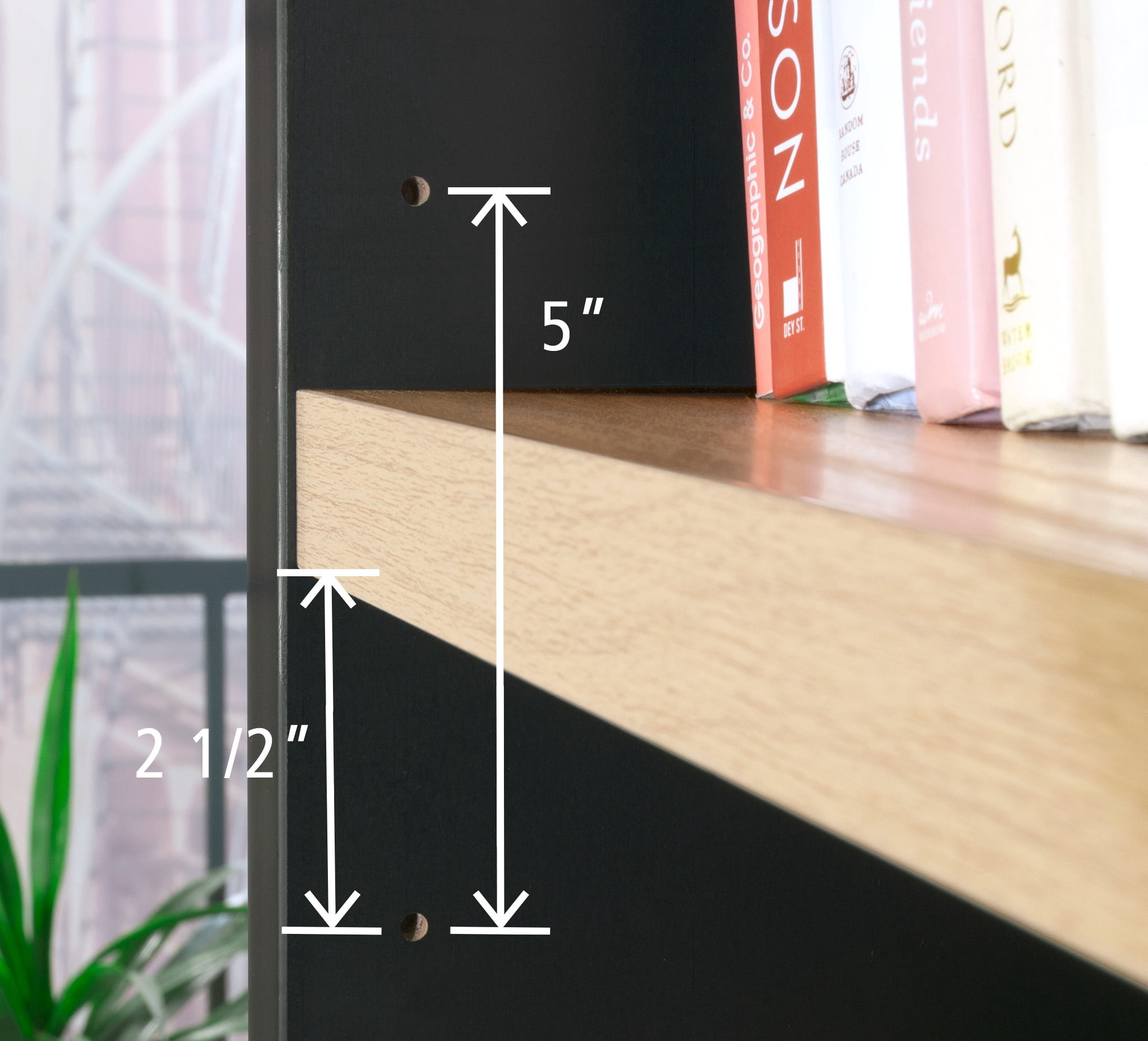 Mainstays Westley 5 Shelf Arch Bookcase, Black Finish