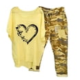thumbnail image 1 of Ensembles pour Femmes, T-Shirt à Col Rond Imprimé à Manches Mi-Longues, Chandail à Enfiler, Hauts + Pantalon, Ensemble de Pantalons, Ensembles d'Entraînement pour Femmes, 2 Pcs en Liquidation, 1 of 6