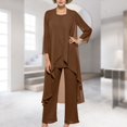 thumbnail image 2 of Ensemble de Robe 3 Pcs pour Femmes Basique en Chiffon Surdimensionné Tenue de Vacances (Marron S), 2 of 6