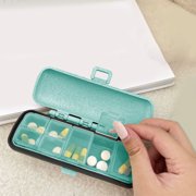 MTBLYS Travel Pill Organizer Portable Vc Storage Box 4-Compartment 13.7Cm Supplement Case Weekly Classifier Sports Gym Travel Use