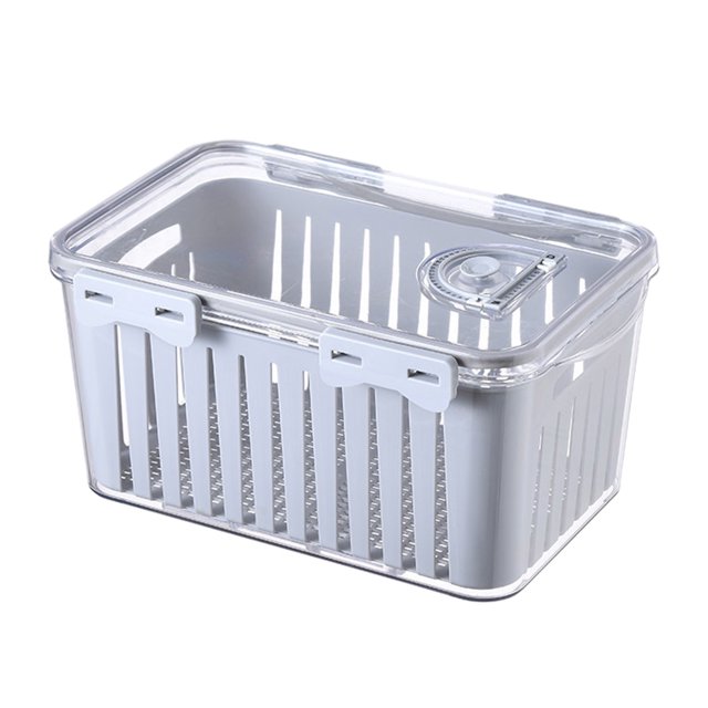 Refrigerator Organizer Bins with Drainage Design, Airtight Food Storage Containers for Fruits Vegetables, Durable Plastic Trays with Lids, Stackable Pantry Solution for Kitchen