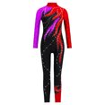 thumbnail image 1 of CHICTRY Kids Girls Sparkly Rhinestone Long Sleeve Unitard Full Body Jumpsuit One Piece Bodysuit Purple&Red 12, 1 of 5