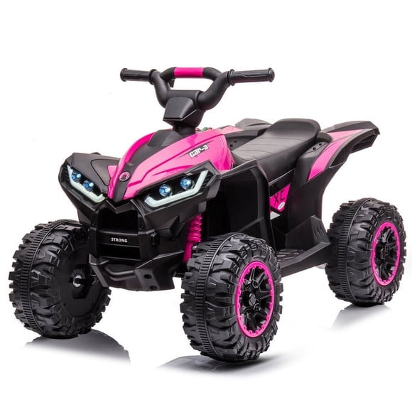 VOLTZ TOYS 12V ATV Off-Road Ride-On Car for Kids, Electric 4-Wheeler Motorized Quad Toy Vehicle with High/Low Speed Switch, LED Headlights & MP3 Player, Pink