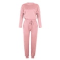 thumbnail image 4 of Mrat Two Piece Set for Women 2 Piece Jogging Sets Solid Polyester Long Sleeve Sweatsuits Sets Two Piece Track Suits Drawstring High Waist Pants Set Comfy Outfits B-Pink 5XL, 4 of 4