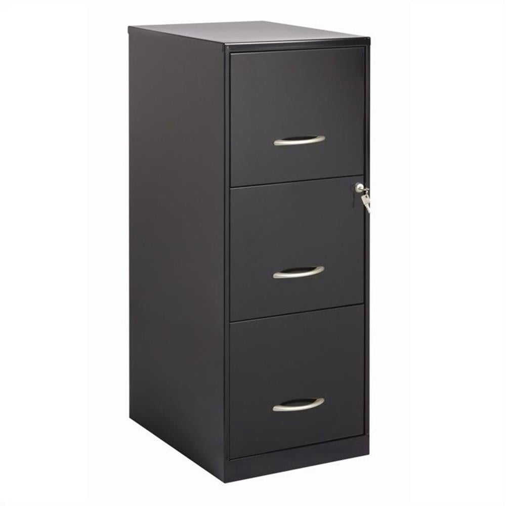 Scranton & Co 3 Drawers Modern Metal Vertical File Cabinet with Lock in Black