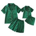 thumbnail image 1 of Ensembles de Pyjamas Assortis pour la Famille d'Été 2 Pcs Ensembles de Pyjamas à Manches Courtes pour la Famille Vert Taille Bébé-Enfants-Adulte Unisexe, 1 of 8