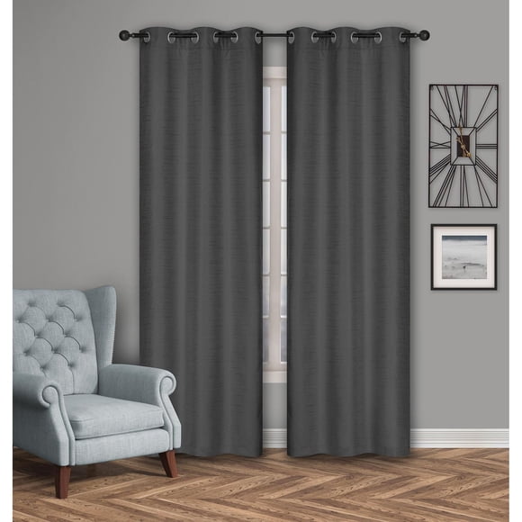 Safdie & Co. Curtain 2PK 84L Blackout Textured Charcoal