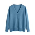 thumbnail image 1 of aohooy Women's Cable Knit Long Sleeve Open Front Cardigan V-Neck Button Down Cardigans Solid Outerwear Sweaters Blue,M, 1 of 9