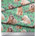 thumbnail image 2 of Soimoi Polyester Crepe Fabric Floral,Book & Golden Retriever Dog Print Fabric by The Yard 52 Inch Wide, 2 of 3