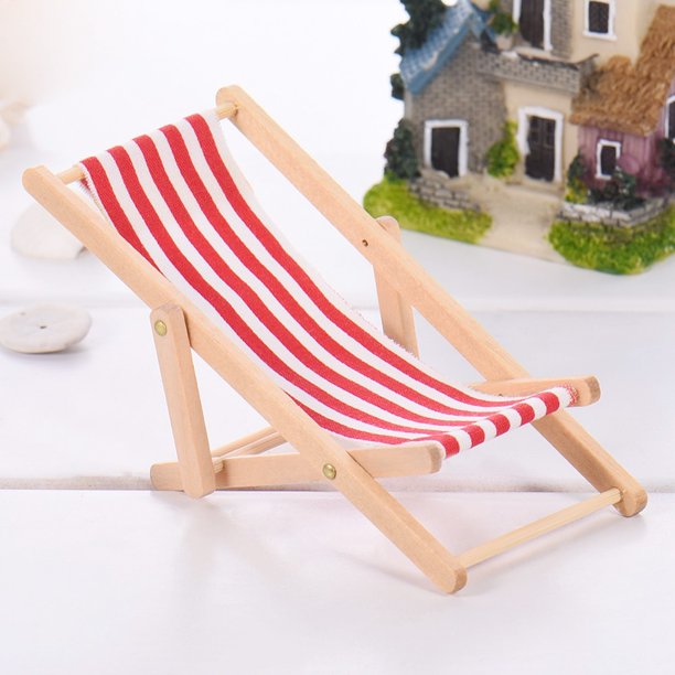 Chaise de Plage Miniature Pliable à Rayures Bleues modèle Mini Chaise Longue de Loisirs en Bois pour Accessoire de Jardin de Maison de poupée Pratique Chaise de Plage Miniature Pliable à Rayures Bleues modèle Mini Chaise Longue de Loisirs en Bois pour Accessoire de Jardin de Maison de poupée Pratique