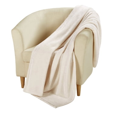 HOMETRENDS White Velvet Plush Blanket, Queen