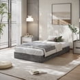thumbnail image 1 of Modern Floor-Standing Platform Bed Frame, Wooden Bed Frame Without Headboard, Solid Wood Slat Foundation, No Box Spring Needed, Easy Assembly, for Bedroom, Dorm, Small Spaces, 1 of 5