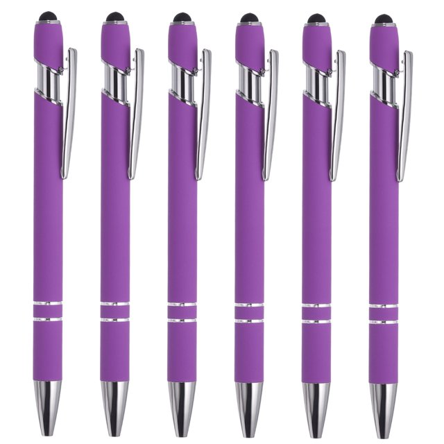 Unique Bargains Ballpoint Pen with Stylus Tip, Medium Point, 1.0mm, Black Ink, 6 Pack