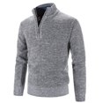 thumbnail image 2 of Men's Half High Neck Pullover Bottom Shirt Slim Winter Half Zipper Knit Simple Solid Colour Sweater Clothes, 2 of 2
