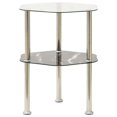 thumbnail image 1 of vidaXL 2-Tier Side Table Transparent & Black 38x38x50cm Tempered Glass, 1 of 5