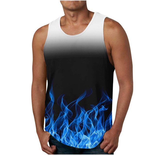 IROINID Débardeurs pour Hommes, Hommes Casual Mode Gradation Impression Pull Col Rond Débardeurs de Sport