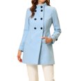 thumbnail image 1 of INSPIRE CHIC Manteau pour Femme à Double Boutonnage Longueur Midi Col Montant Manches Longues Manteau S Bleu Ciel, 1 of 7