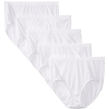 Fruit of the Loom Fit for Me Women`s 5 Pack Cotton White Briefs, 10, White