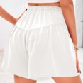 thumbnail image 3 of Ovticza Womens Linen Shorts 2025 Summer Drawstring Ruffle Elastic High Waist Solid Color Casual Beach Shorts with Pockets White M, 3 of 7
