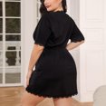 thumbnail image 4 of EGNMCR Chemises de Nuit Grande Taille pour Femmes Été Décontracté Tendance Manches Mi-Longues Col en V Profond Robe de Pyjama Courte Mini Ample Confortable Vêtements de Détente Pyjamas, 4 of 5