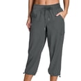 thumbnail image 1 of Plebaso Pantalon Capri Cargo pour Femmes, Joggers de Randonnée Légers à Cordon, Capris de Travail d'Extérieur avec Poches, 1 of 6