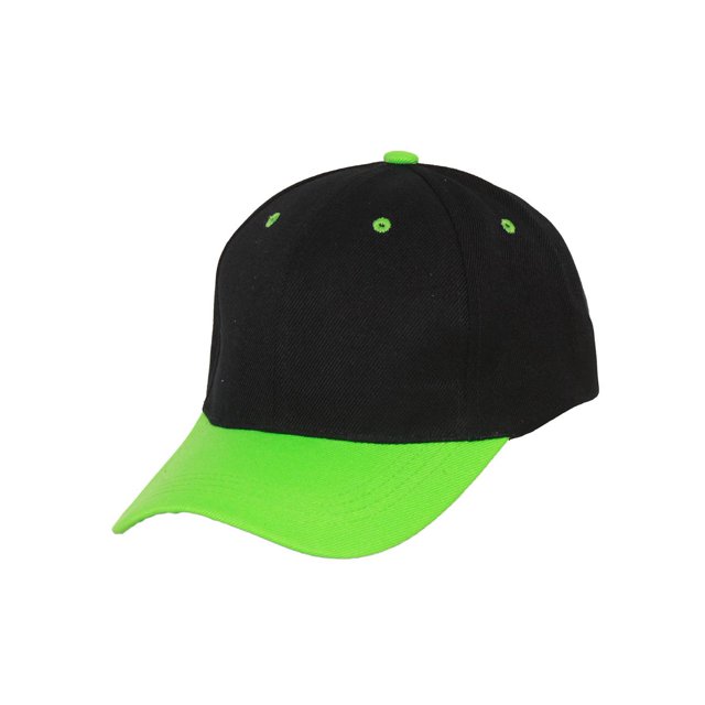 Two-Tone Adjustable Baseball Cap, Black Lime