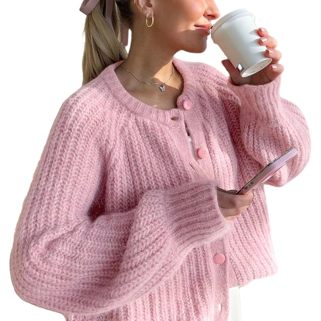 Wyeysyt Womens Cardigan Sweater Button Down Long Sleeve Chunky Soft Knit Sweater Fall Open Front Loose Casual Cardigan Coat