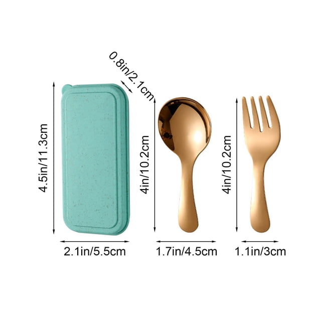 Btomtd Stainless Steel Cutlery Set 304 Stainless Steel Spoon Fork With Box, Green