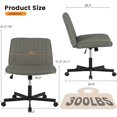 thumbnail image 3 of FDW Chaise Croisée, Roulettes Assise en Tailleur Bureau Moderne Pivotante Hauteur Réglable Siège Grand Tâche Informatique Confortable Tissu Sans Accoudoirs pour, Gris, 3 of 7