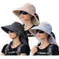 thumbnail image 2 of Lot de 3 Chapeaux de Soleil Queue de Cheval pour Femmes avec Rabat de Nuque, Grand Bord, Protection UV, Chapeau Bob, Été, Plage, Pêche, Randonnée, Jardin, UPF 50+, 2 of 5