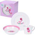 thumbnail image 1 of Vesta Baby 3 Piece Kids Ceramic Dinnerware Set - Plate, Bowl, Cup - Flamingo, 1 of 6