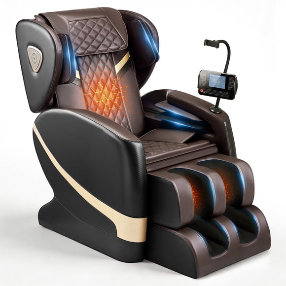 VEVOR Massage Chair, Zero Gravity Full Body Massage Chair with 10-Point Rollers, 5 Automatic Modes, 8 Airbags, Waist & Leg Heating, Bluetooth Speaker, Touchscreen Control