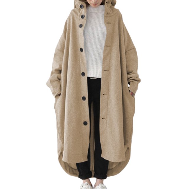 Innerwin Outwear Cardigan Ladies Jacket Holiday Hoodie Long Maxi Overcoats Apricot 2XL
