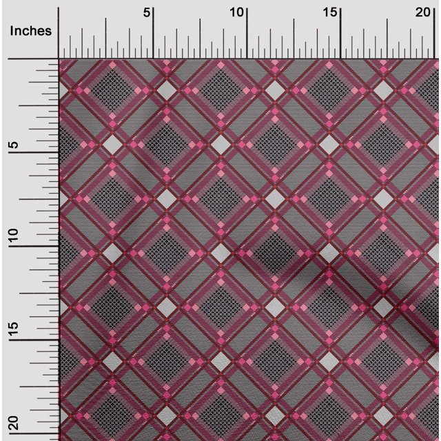 oneOone Organic Cotton Voile Fabric Tartan Check Print Sewing Fabric BTY 42 Inch Wide
