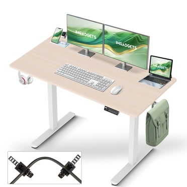 IMGadgets Standing Electric Adjustable Desk | 47'' x 24'' Large Workspace with 2 hooks | Ergonomic Sit-Stand Desk | Scratch-Resistant & Waterproof | Height Adjustable Desk for Work and Home